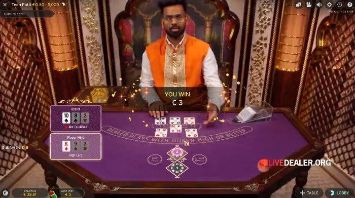Live Teen Patti Table on Jiliasia